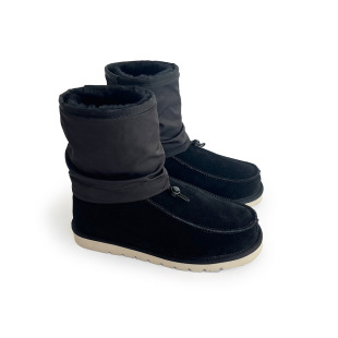 Cross-Border Large Size Wool Waterproof Men's and Women's Boots 2025 Korean Version Winter Round Toe Thick-Soled Slip-On Warm Cotton Boots for Snow
