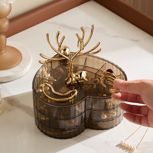 Self-designed light luxury Luzhimeng jewelry storage box cross-border desktop multi-layer rotating necklace jewelry box