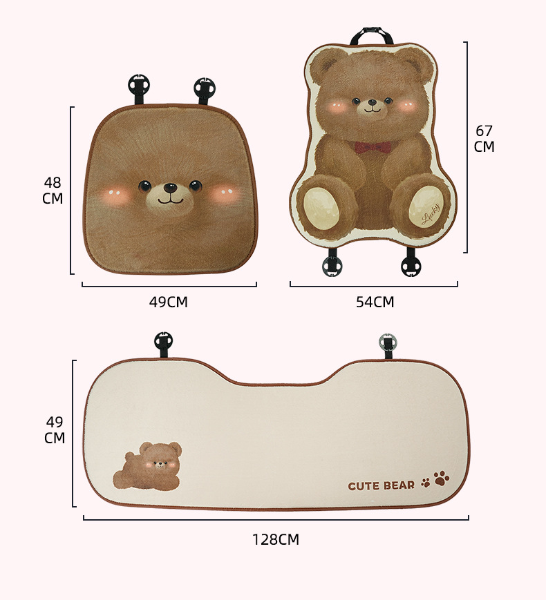 Cartoon Car Seat Cushion Winter Plush Cute Car Rear Seat Cushion Thickened Warm Car Seat Cover