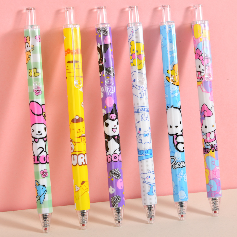 Cute gancho de plástico familiar de dibujos animados muestran bolígrafo neutro ST cabeza caja de alto valor facial estilo bolígrafo de firma