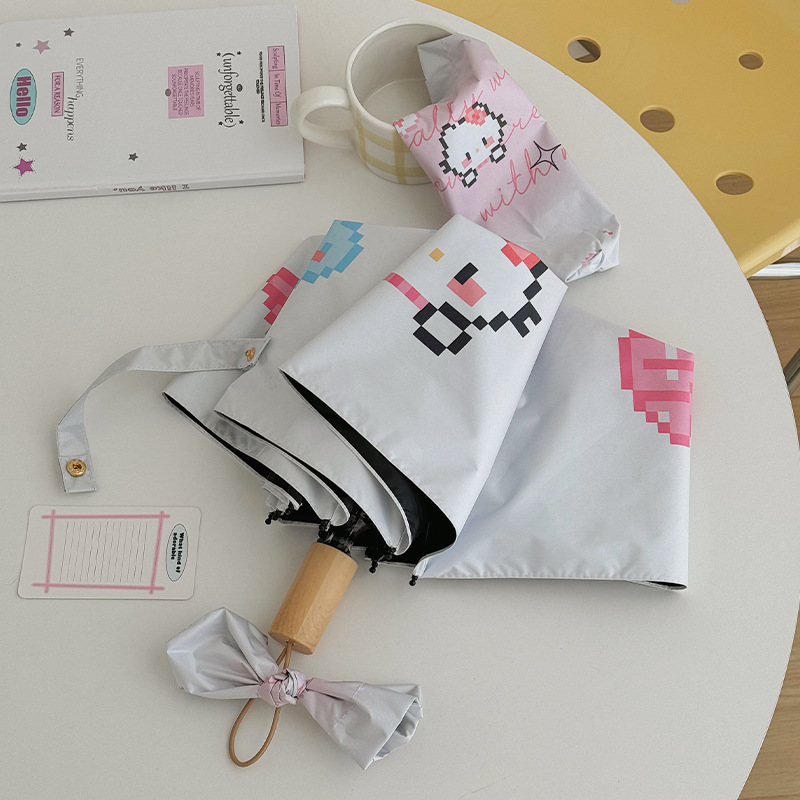 Cute automatic handheld umbrella solar-powered for elementary school students, fully automatic, sun protection