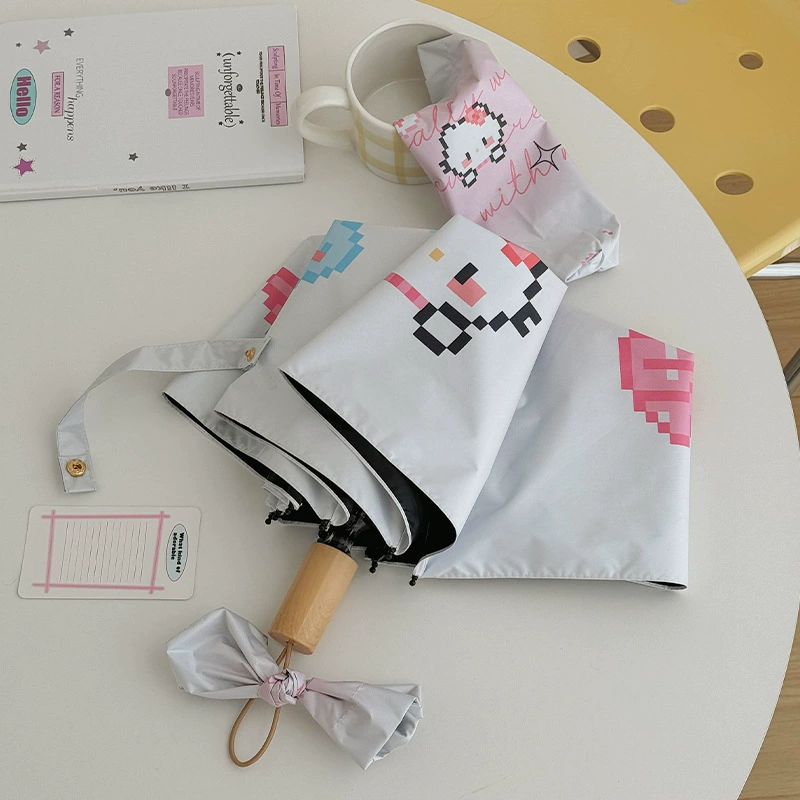Cute automatic handheld umbrella solar-powered for elementary school students, fully automatic, sun protection