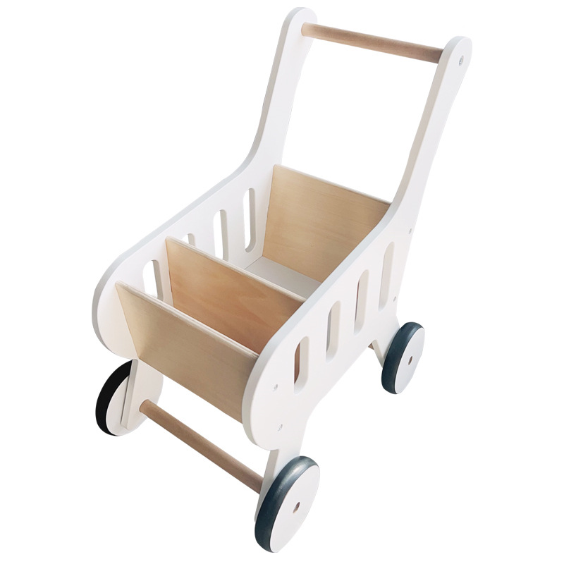 Casa de juegos para bebés, carrito de compras de madera para niños, carrito de compras, juguete de simulación, caminante de agarre para bebés y niños pequeños