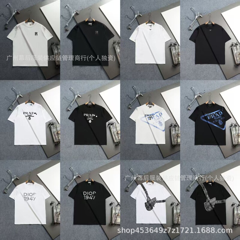 Cross-Border Foreign Trade Di Jia 26 Summer Luxury Trendy New Classic Logo Embroidered T-Shirt Loose Pullover Unisex Style