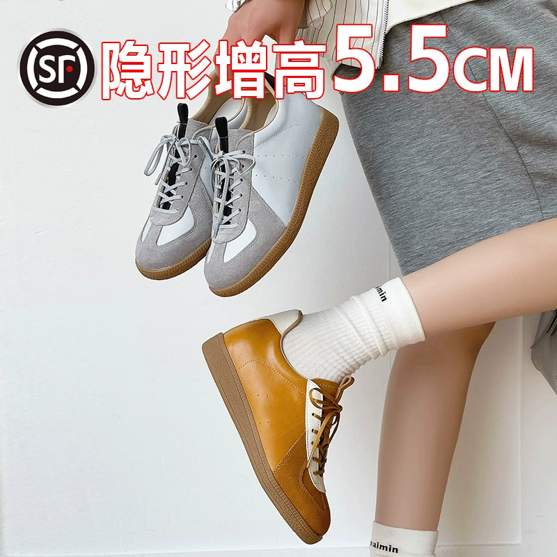 Кожаная версия с цветным сочетанием ретро круглой головы повседневная обувь с повышенной моральной подготовкой обувь женская 2025 шнуровка мягкая подошва дикая доска обувь женская