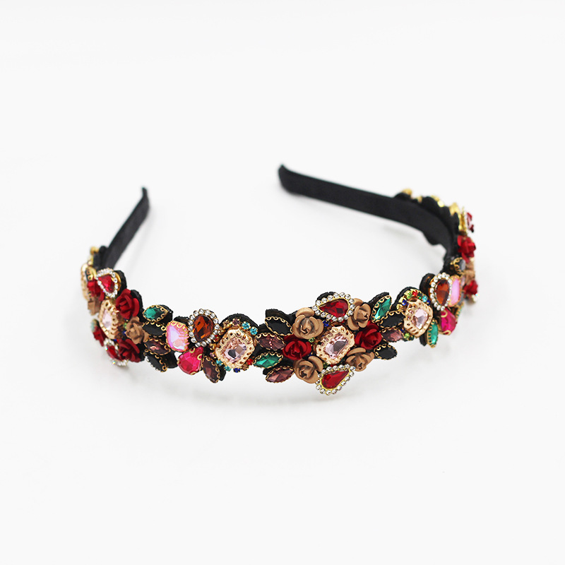 Neue Mode Koreanische Blumenmetall Rose Stirnband display picture 2