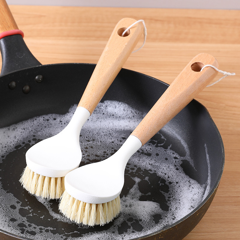 Long handle Beech Pot Brush Sisal Pot Brush kitchen Cleaning brush brush Stove Wooden handle Hanging type Cleaning brush