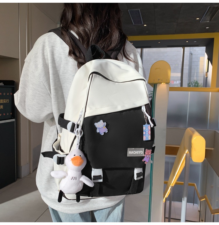 Simple, large-capacity, high-appearance-level college student schoolbag, female high school student computer backpack, niche Haraju-style male backpack undefined