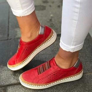 Foreign Trade Large Size Women's Shoes Flats Color Matching Loafers Women's European and American Thick-Soled Casual Shoes Sports Style Slip-On Flats for Women
