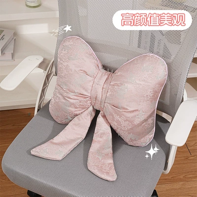Original sofa throw pillow in Chinese style, light luxury bow design, living room cushion, suitable for model homes, dormitories, and students, new waist support cushion
