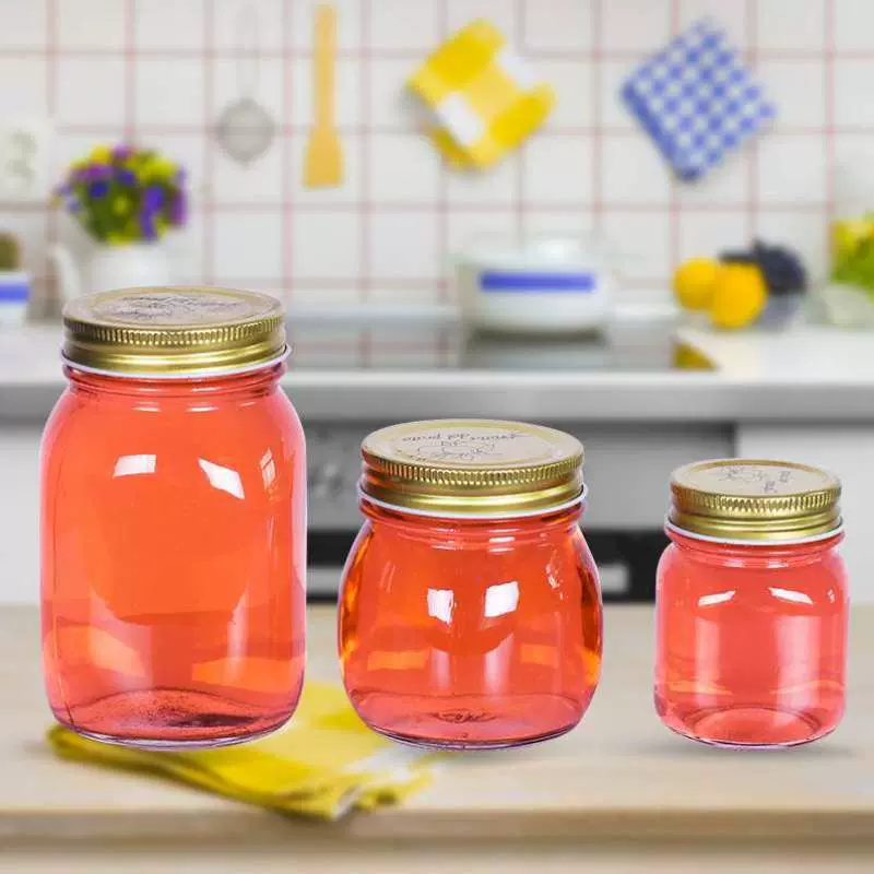 密封圆形玻璃罐食品蜂蜜瓶柠檬罐果酱瓶酱菜瓶酵素瓶子储物罐
