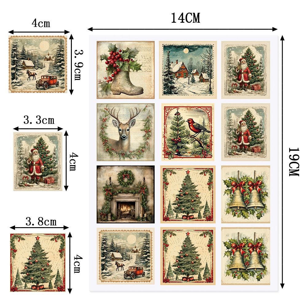 2024 fiesta de Navidad Decoración Retro pegatinas fiesta de navidad regalo decoración creativa pegatinas adhesivas