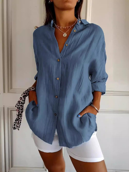 2026 new single-breasted pleated lapel shirt independent station…