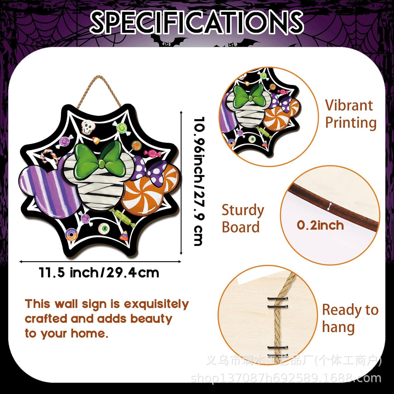 Nuevos productos transfronterizos de madera Halloween decoración de la atmósfera de la fiesta del hogar cabeza de ratón colgante decoración del patio vestíbulo