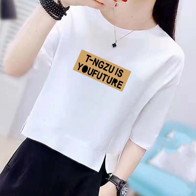 新しい半袖tシャツ女性夏の新しい上着がゆるい半袖ins潮高腰の短い白い体磊紅|undefined
