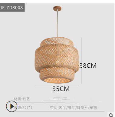 Araña de ratán de bambú transfronterizo restaurante Cafe araña de bambú estilo de Casa de Campo sala de estar dormitorio simple lámpara de Bambú