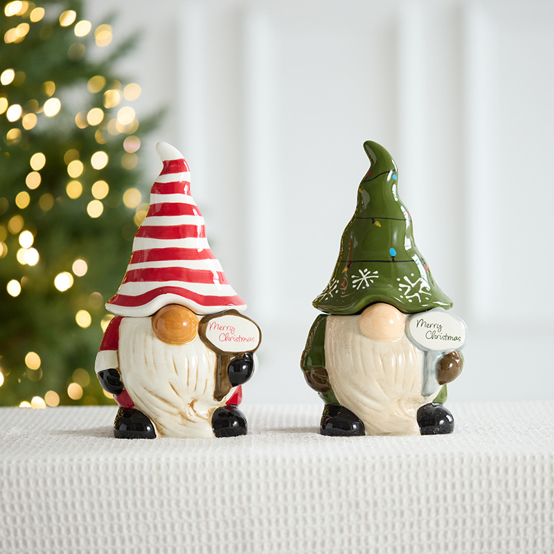 Decoraciones navideñas viejos dulces de cerámica de barras de cerámica de hotel de recepción decoraciones de mesa de vacaciones atmósfera de diseño props