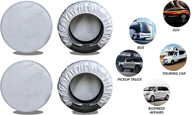 Cross-border Amazon car tire protective cover spare tire sun protection dust cover 4-piece set 420D wheel cover
