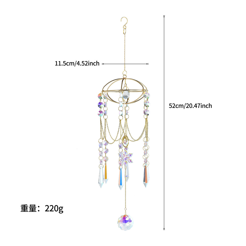 Fabricante de carga transfronteriza JOJO diseño decoración de ventana colgante planeta acrílico copo de nieve sol receptor cristal campanilla de viento