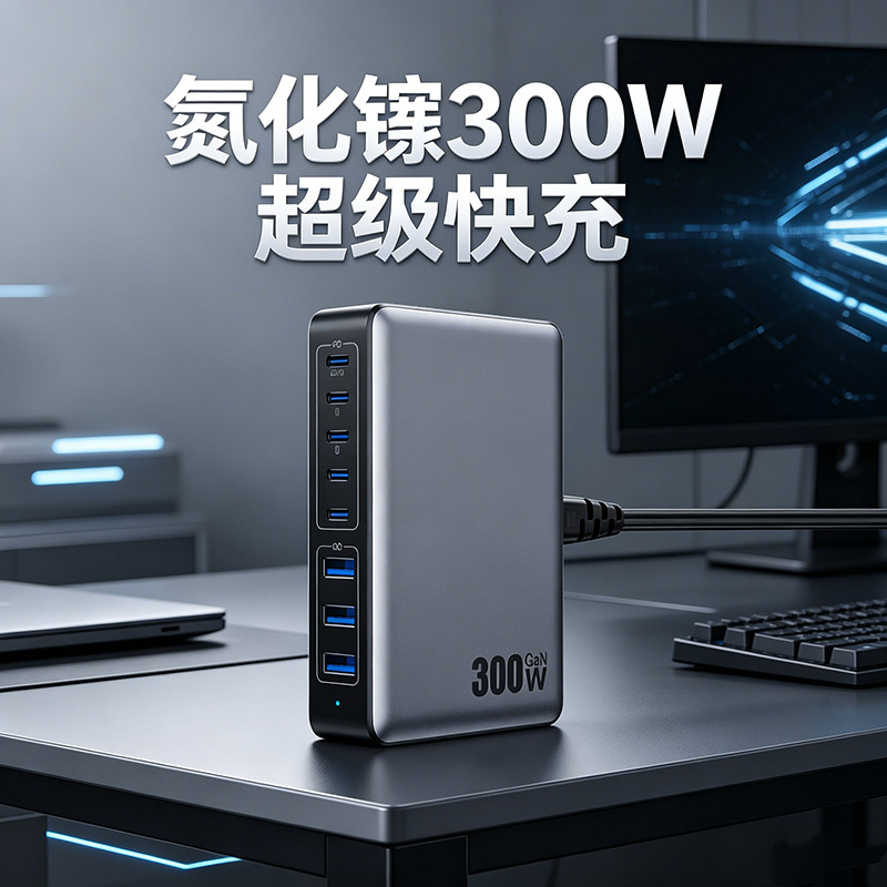 Cross-Border 300W Gallium Nitride Charger 20V5A High-Power Mobile Phone Laptop Desktop Charging Station 300W Fast Charging