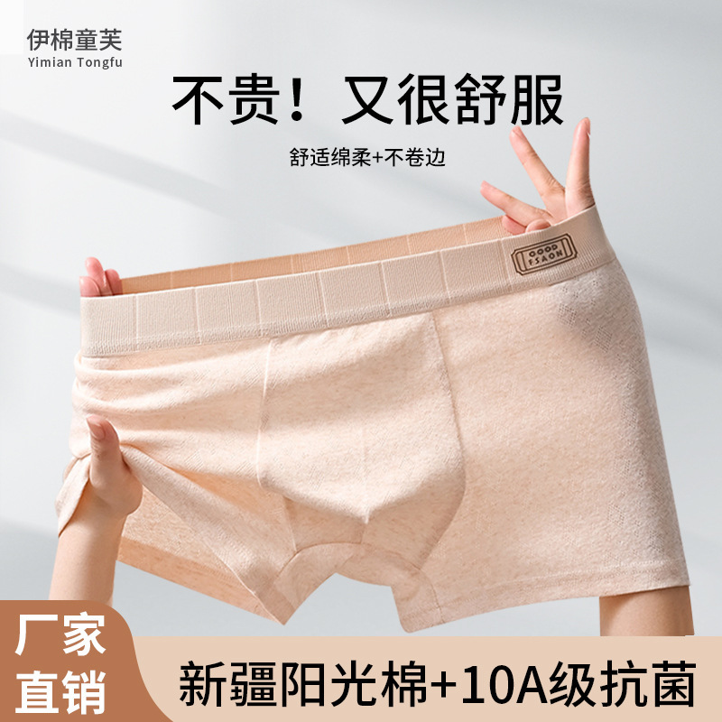 Men's Underwear Pure Cotton 10A Antibacterial Sports Breathable New Style Boys' Boxer Briefs Large Size Boxer Shorts Wholesale