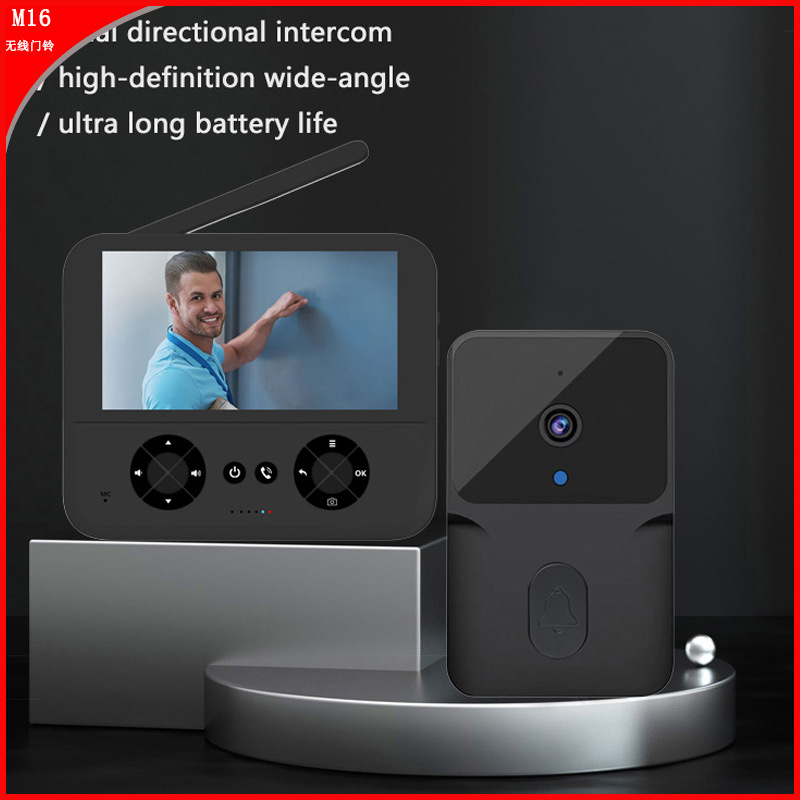 家用监控可视门铃无线摄像头4.3寸屏监控智能可视对讲视频门铃M16