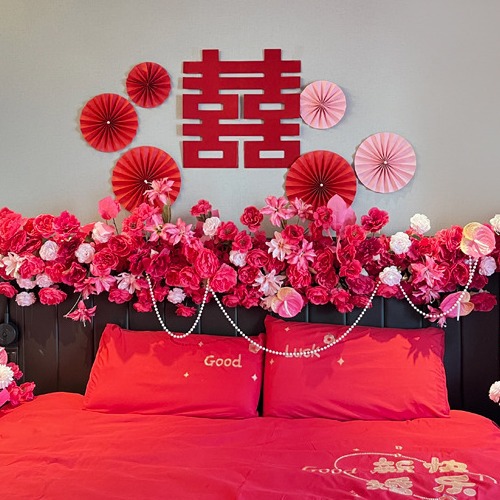 Wedding Room Bedside Simulation Flower Art Wedding Bedroom Bed Head Flower Homestay Hotel Guest Room Wedding Room Decoration for Wedding