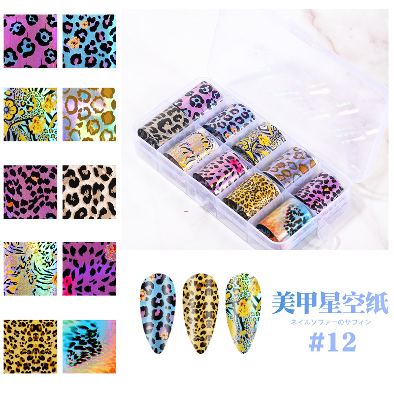 2021 nueva transferencia de Arte de uñas cielo estrellado papel mármol Flor Mariposa patrón de serpiente uñas pegatina de transferencia de cielo estrellado