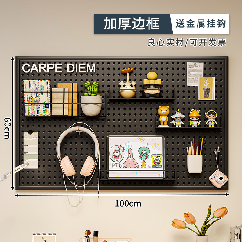 Agujero tablero pared almacenamiento rack dormitorio pantalla estante colgante tablero estudio escritorio organización estante de almacenamiento