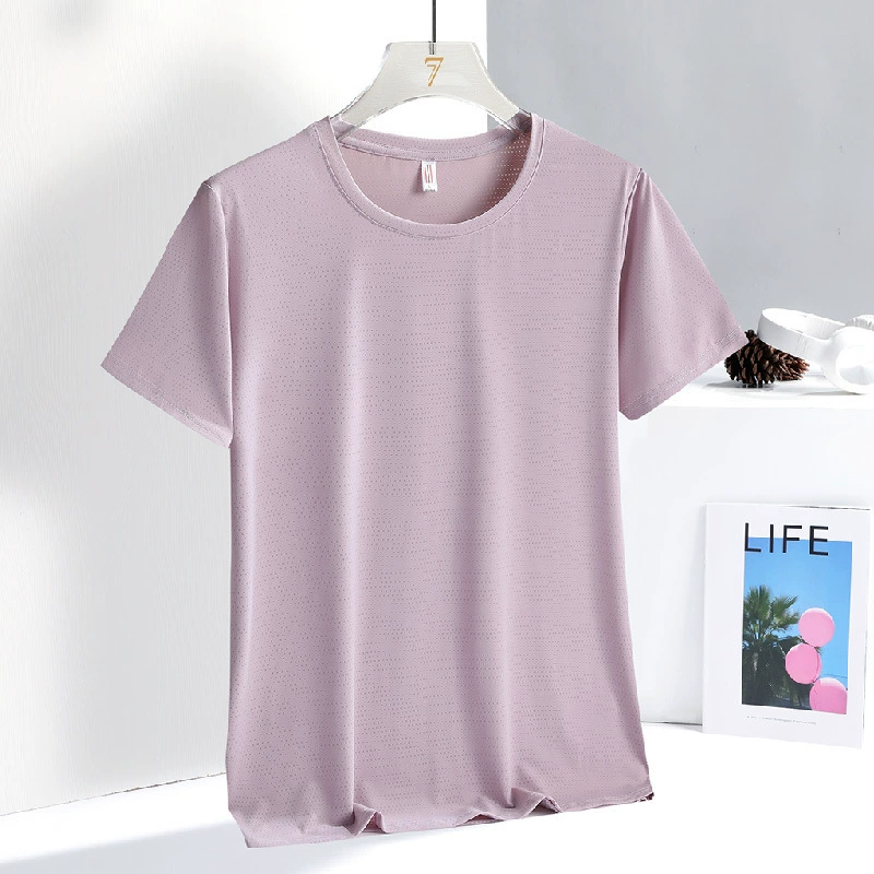 Летний ледяной шелковый спортивный набор для мужчин и женщин модный новый тонкий и дышащий повседневный бег быстро сухой с короткими рукавами футболка