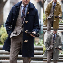 2025新款亚马逊中年欧美外贸跨境男装潮流中长款翻领男士大衣外套