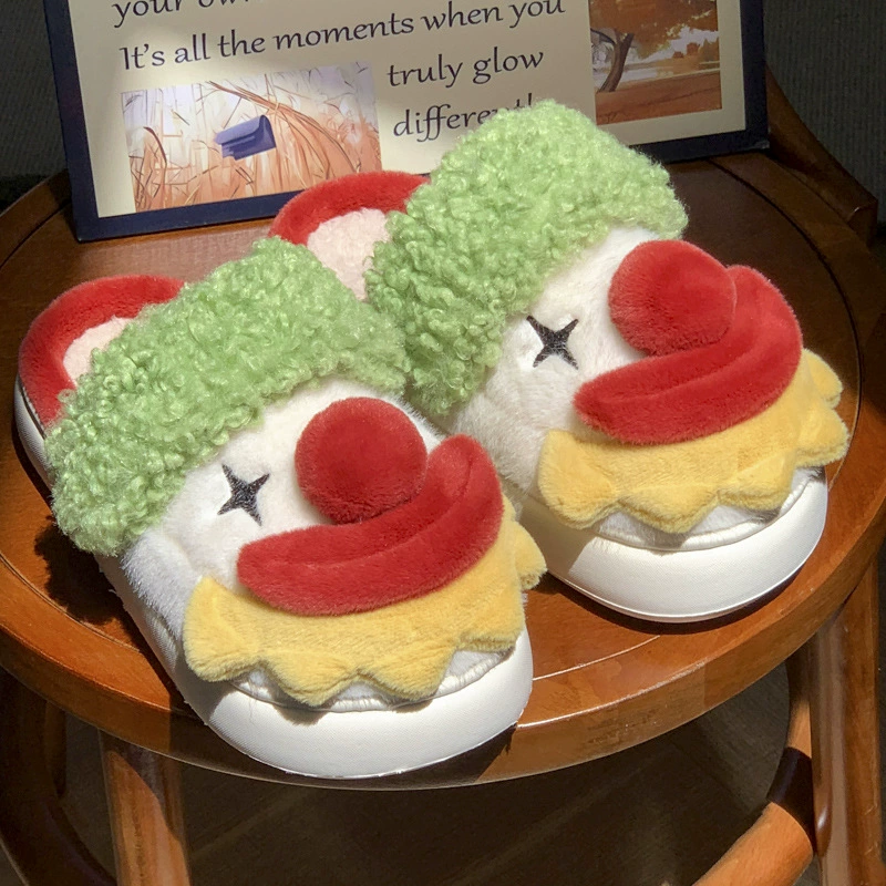 Тапочки женские хлопковые «Дед Мороз», осенне-зимняя коллекция 2025, новинка, домашние теплые плюшевые тапочки-клоун для дома