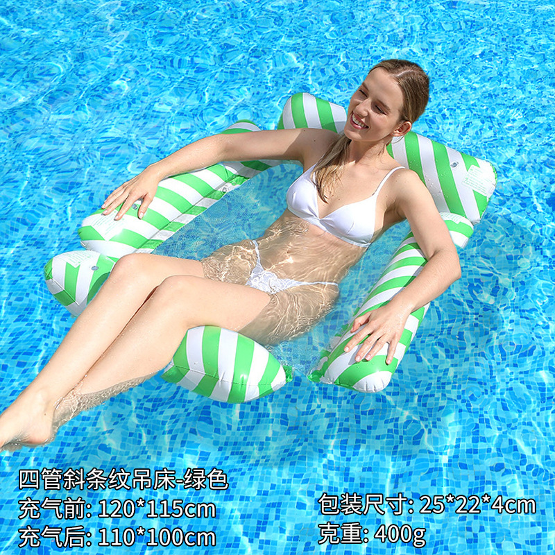 (Four tubes) diagonal striped hammock-green