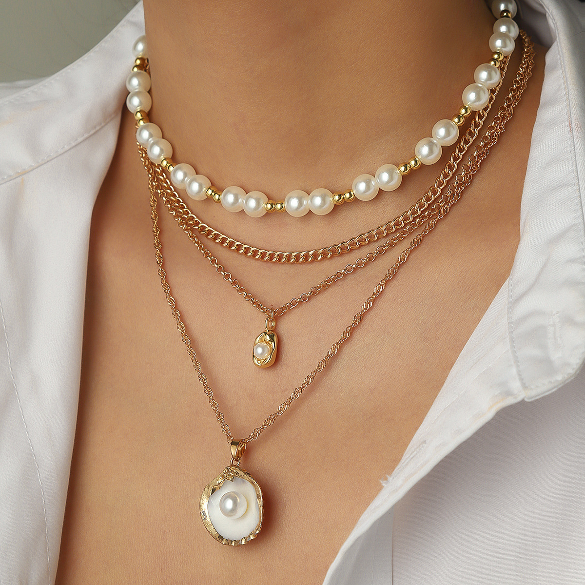 15g Weight Pendant Necklace, Multi Charms Necklace, Earrings Classification Beaded Chain, cable chain, snake chain Chain Type 1 Set Quantity Casual, Holiday, Daily, Beach Occasion Imitation Pearl, Alloy, Seed Bead, Iron Material Star, Moon, Heart Shape, Shell Pattern All Seasons Season Women's Gender Plating Design Elegant, Lady, Modern Style Style Women's Imitation Pearl Alloy Seed Bead Beaded Chain Cable Chain Snake Chain Plating Star Moon Heart Shape Pendant Necklace Multi Charms Necklace Earrings Imitation Pearl Jewelry 4