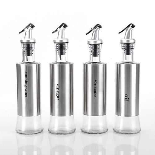 Stainless steel oil pot oil bottle glass oil tank kitchen household seasoning box seasoning bottle seasoning jar soy sauce vinegar pot