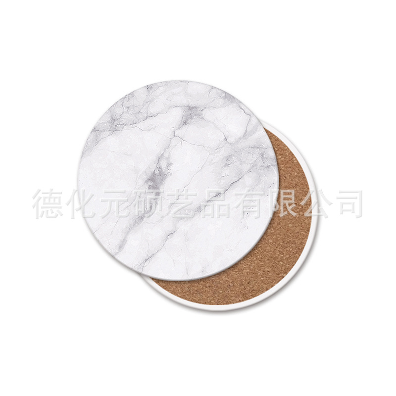 Amazon popular blanco Marbling cerámica absorbente posavasos decoración del hogar Logo de una sola pieza entrega