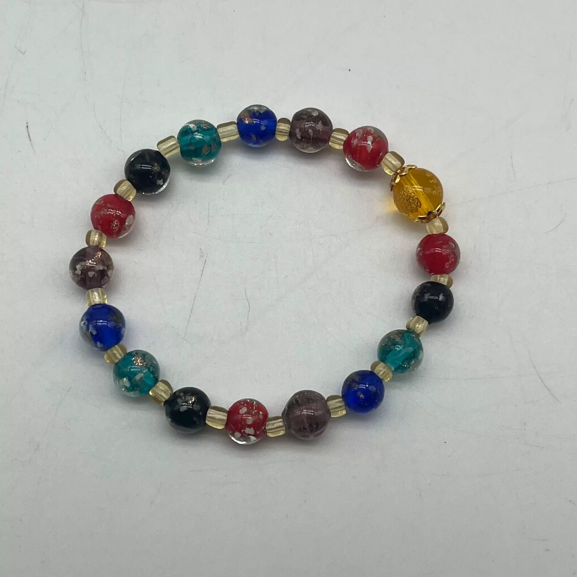 琉璃手串琉璃0.8-0.9+黄财神单圈五路财神文玩饰品批发定货出