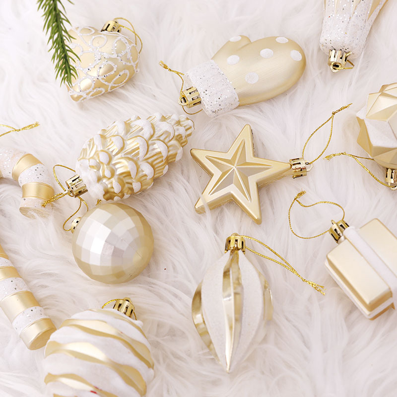 Transfronterizos nuevos bolas de Navidad de plástico 16 paquetes de forma extraña más bolsas de decoración de Navidad colgantes de árbol de Navidad