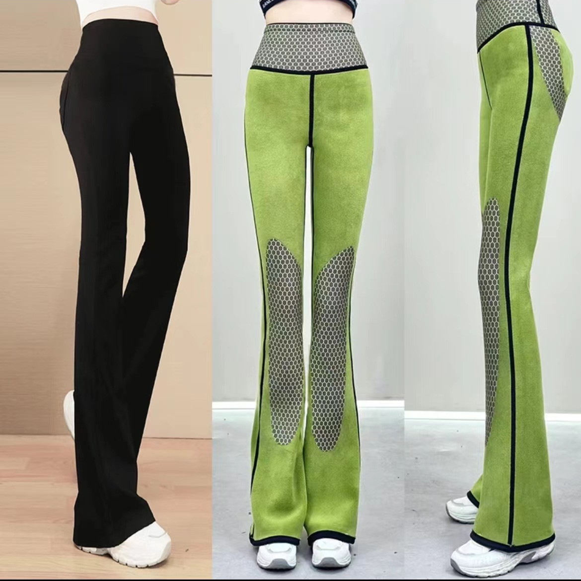 High-Waisted Flared Leggings for Women, Autumn and Winter Style, Suitable for Outerwear, Fleece-Lined and Thickened Shark Pants with a Slight Flare