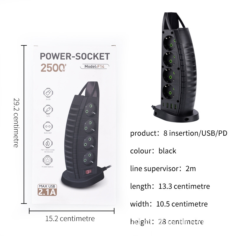 Cargador en forma de vela multifuncional inteligente enchufe de enchufe de carga enchufe de alimentación multipuerto poroso placa de cable USB