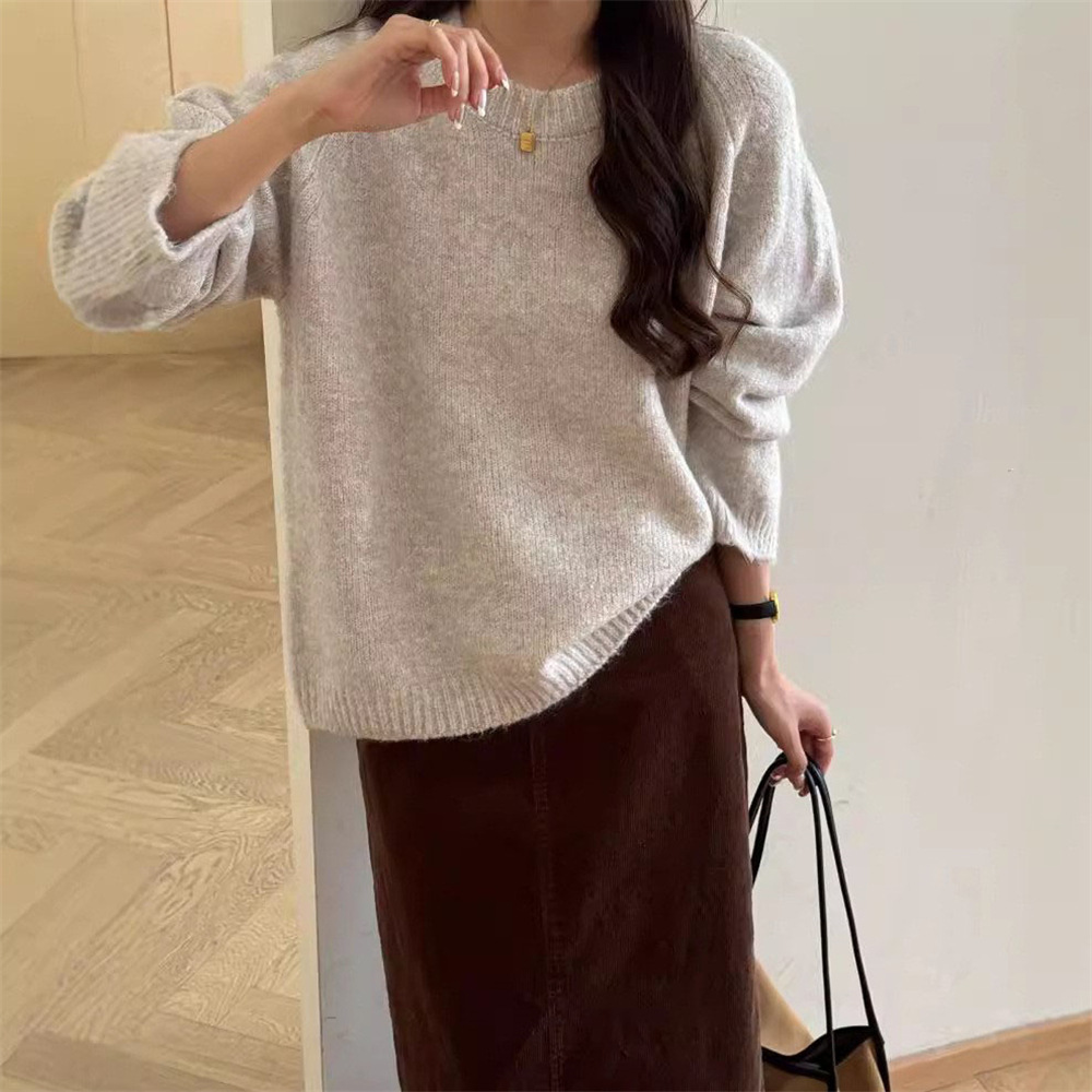 24 invierno Puyuan perezoso viento grueso suave glutinoso chaqueta suéter para mujeres otoño invierno nuevo estilo coreano ancho