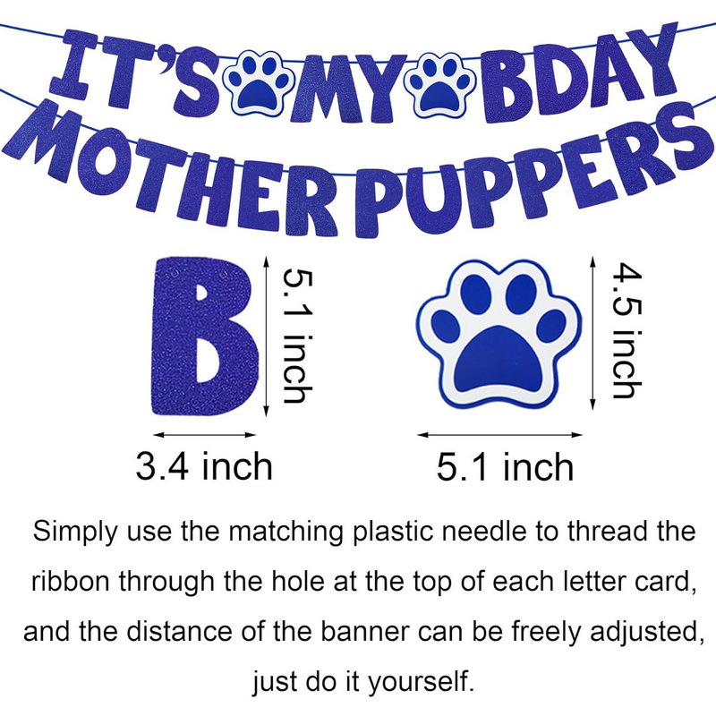 Perro mascota madre letra tira bandera IT'S MY BDAY MOTHER PUPPERS Perro fiesta de cumpleaños banner