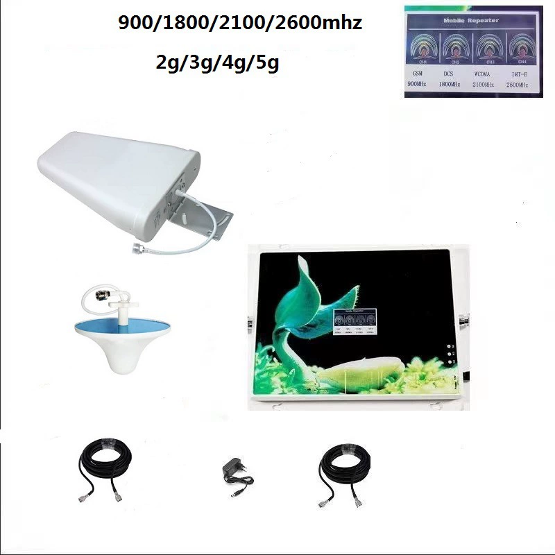 Внешнеторговый тепловой товар четырехдиапазонный усилитель сигнала 2G/3G/4G/5G 900/1800/2100/2600 высокая мощность