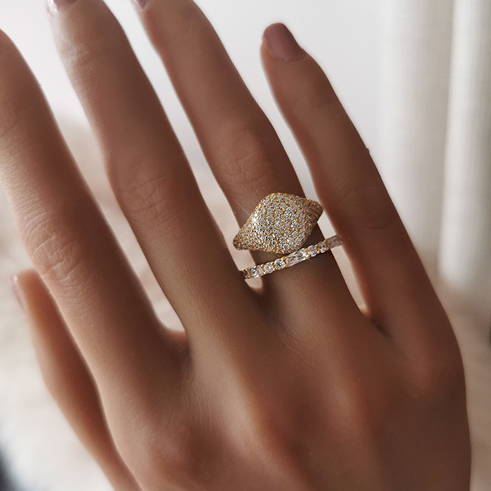 10g Weight Zircon Inlay Material Rings Classification 1 Piece Quantity Holiday, Tea Party Occasion 925 Sterling Silver Material Solid Color Pattern Women'S Gender Plating, Inlay Design Glam Style 925 Sterling Silver Zircon Solid Color Rings 9
