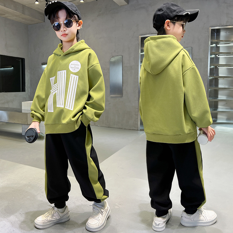 Letter 2023 Jarní Podzim Velká dětská dvoudílná sada, chlapecká a dětská sada oblečení_voghion.com