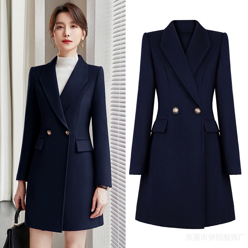 Профессиональная одежда шерстяное пальто женское зимнее длинное с хлопковой утолщенной черной шерстяной курткой ювелирный магазин Рабочая одежда