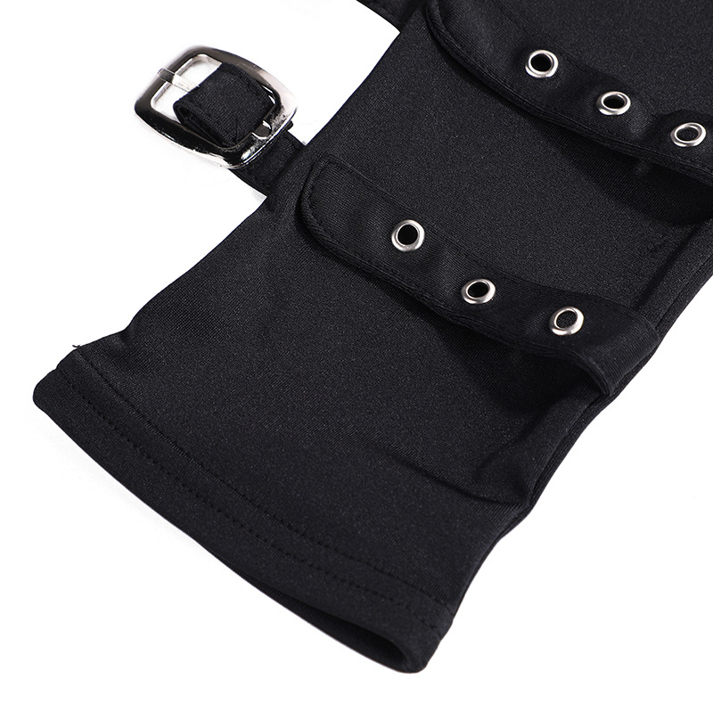 Moda estilo europeo y americano personalizado correa de muñeca japonesa mitones punk partido negro leche guantes de seda
