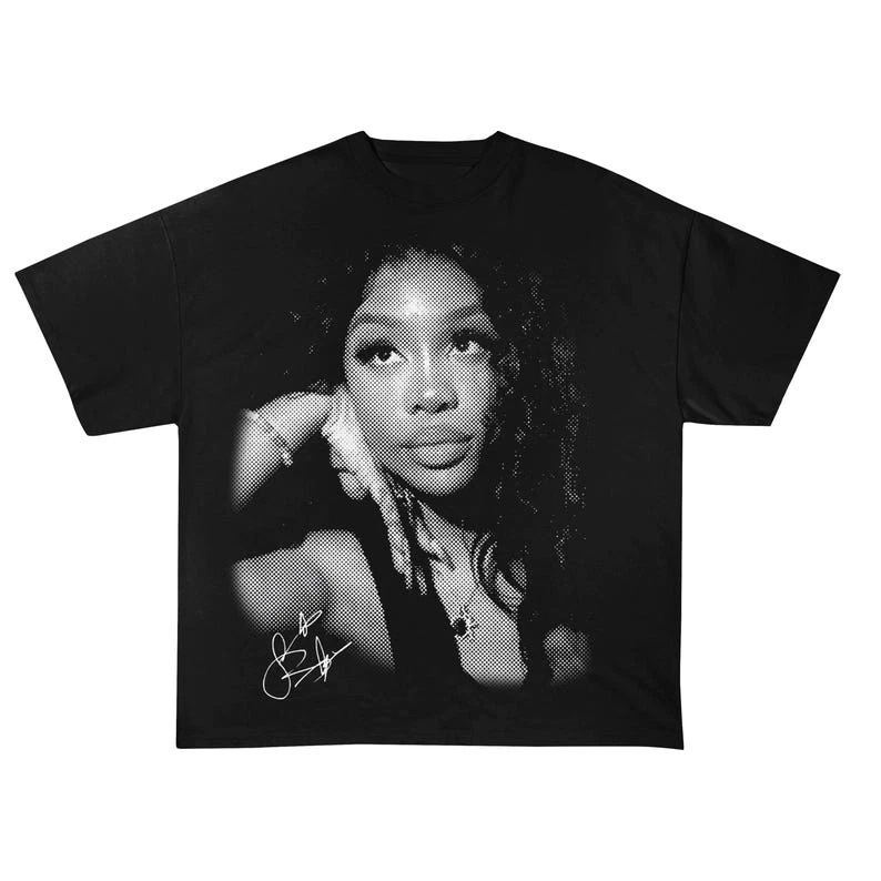 Sza Travel Hip-Hop Rap T-Shirt American Hip-Hop Summer New Men's and Women's Retro Fashion Short-Sleeved Tops Casual Cotton