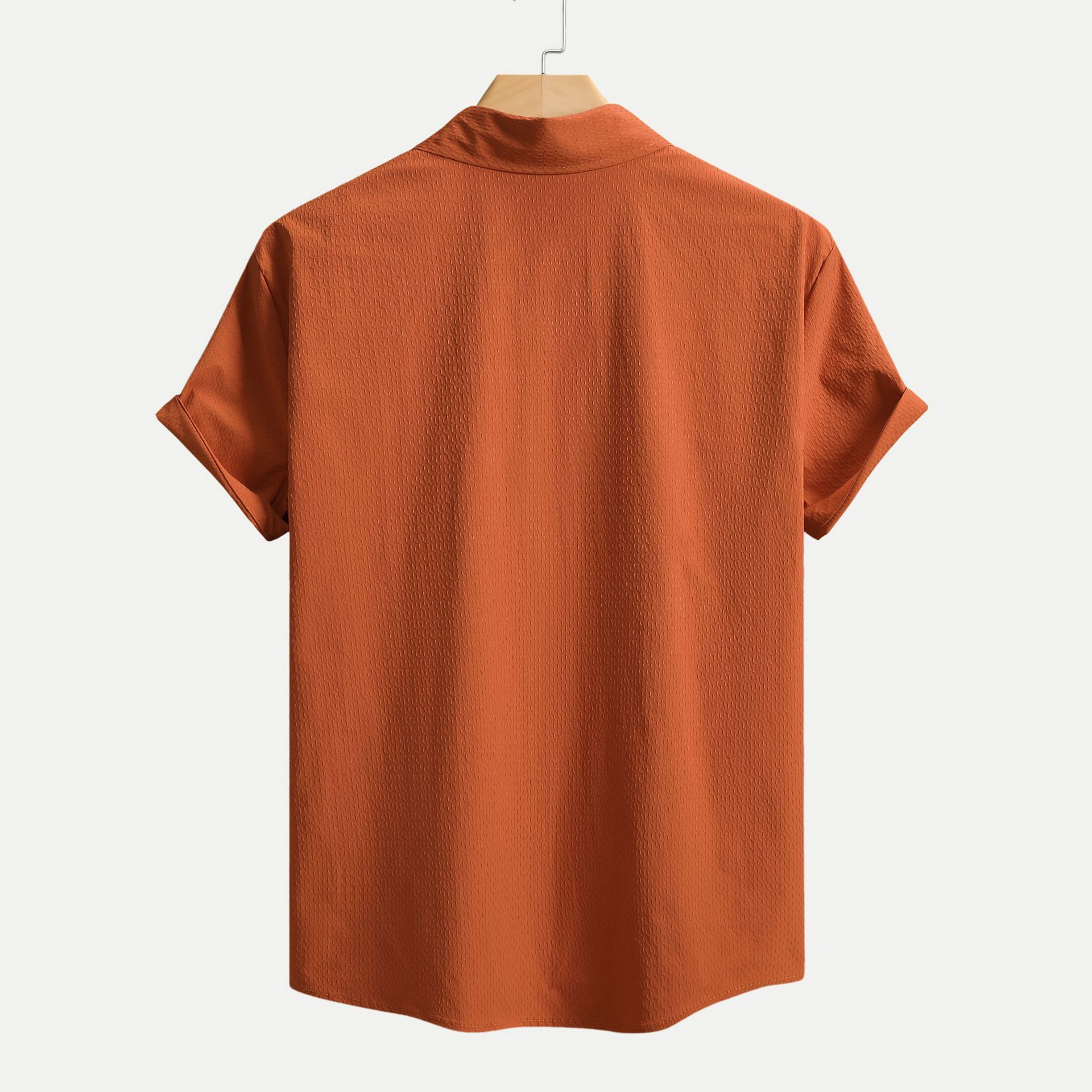 summer Solid Color European Size Cross-border Foreign Trade Men's Short-sleeve Shirt_voghion.com