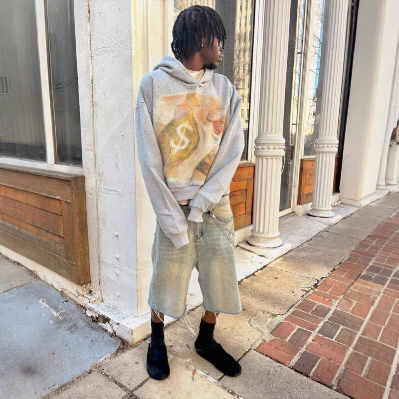 Felpa con cappuccio e zip Alien Graphic – Pullover streetwear unisex (vestibilità oversize, rosso/grigio, XS-5XL)_voghion.com